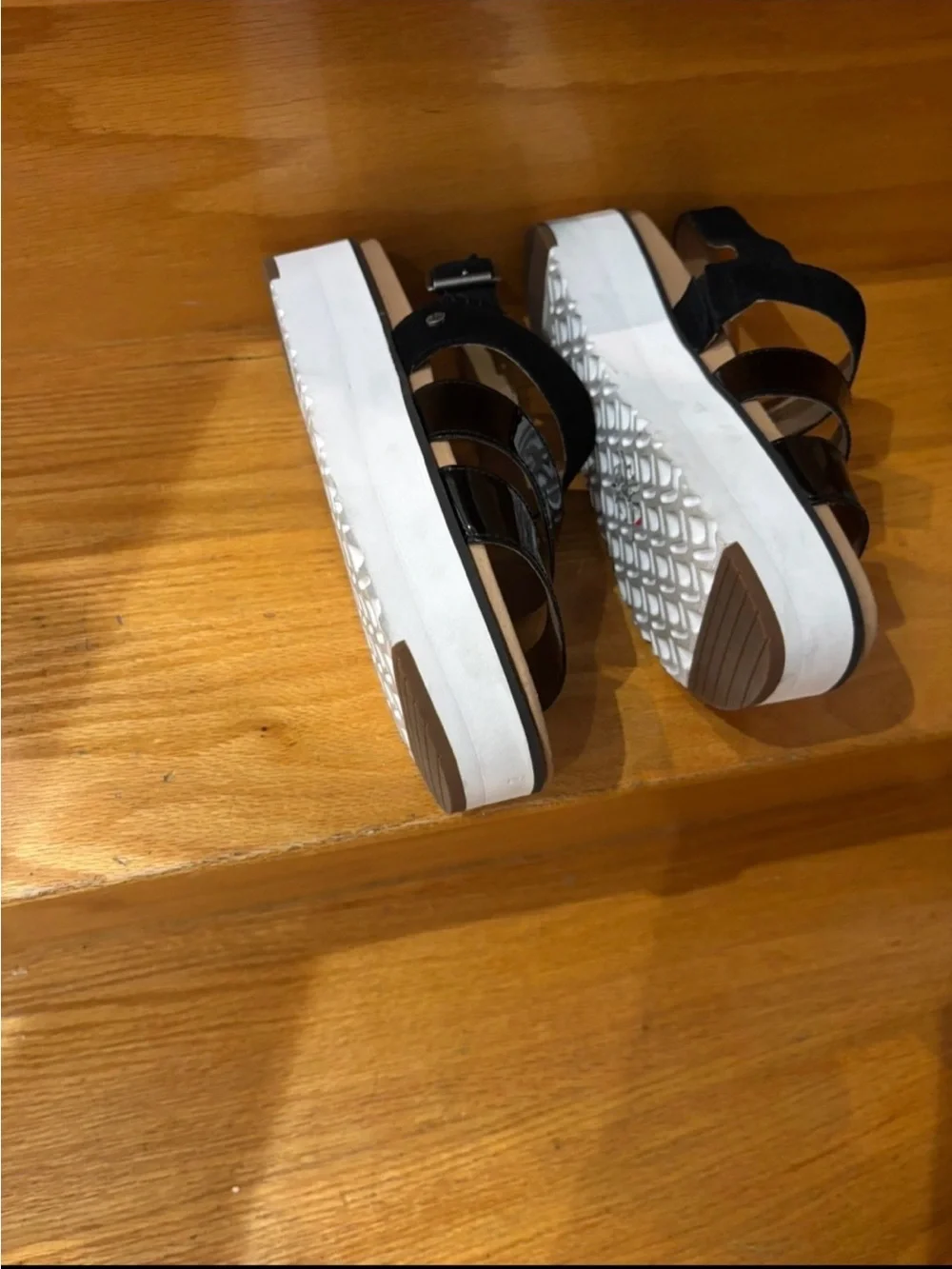 UGG Black Patent & Suede Platform Sandals - Picture 2 of 3